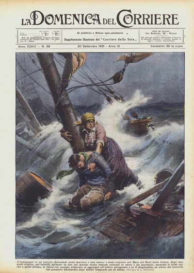 The crew of a Finnish boat (seven sailors and a cook) was caught in a storm in the North Sea by Achille Beltrame